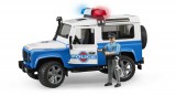 BRUDER Rendőrautó - Land Rover Defender, Rendőr figurával (világos bőr) (02595)