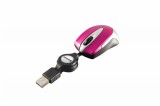 Egér, vezetékes, optikai, kisméret, USB, VERBATIM Go Mini, ezüst-ciklámen (VE49021)