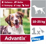 Elanco Advantix spot on - rácsepegtető oldat 10-25 kg közötti kutyáknak A.U.V. 1 db 2,5 ml ampulla nyitott dobozból