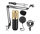 Ezone Professzionális kondenzátor stúdió mikrofon, állvánnyal és kiegészítőkkel, arany-fekete