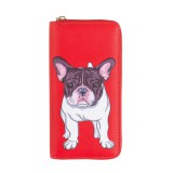 Francia bulldog mintás pénztárca, piros