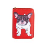 Francia bulldog mintás pénztárca, piros, kicsi