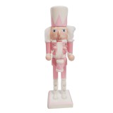 Karácsonyi Diótörő Figura, rózsaszín őr dobbal 25,5 cm