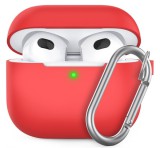 Phoner Simple Apple Airpods 3 szilikon tok akasztóval, piros