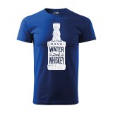 Póló Save water drink whiskey mintával - Kék M méretben
