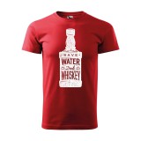 Póló Save water drink whiskey mintával - Piros M méretben