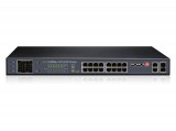 PROVISION-ISR PoE switch, 10/100/1000Mbps, 16+2+2 portos, 16 letöltési port 16x100Mbps, PoE IEEE 802.3af/at, 2x1Gbps Ethernet és 2x1Gbps SFP optikai feltöltési port