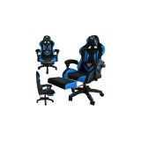 rpr Gamer szék öko-bőr borítással, lábtartóval, 150 kg teherbírással, fekete-kék színben