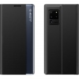 Samsung Galaxy S22 Plus 5G SM-S906, Oldalra nyíló tok, stand, hívás mutatóval, vékony csíkban, Wooze Look Inside, fekete (113695) - Telefontok