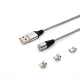 Savio 3az1-ben type-C,Micro USB,Lightning mágneses kábel 1m ezüst (CL-153)