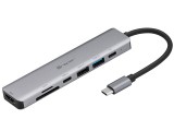 Tracer A-2, 60 W, 7 portos, USB, USB Type C, HDMI 1.4, MicroSD, Ezüst-Fekete, Notebook dokkoló