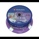 Verbatim DVD+R 8.5GB 8X Doublelayer DVD lemez nyomtatható hengeres 25db/henger  (43667) (43667) - Lemez