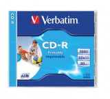 Verbatim nyomtatható, matt, ID, AZO, 700MB, 52x, normál tok CD-R lemez