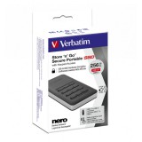 VERBATIM Store 'n' Go Külső SSD 256GB USB 3.1 PIN kód Szürke