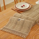 1 db bohém stílusú juta asztali futó, csattal díszített