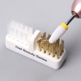 1 db elektromos körömcsiszoló fej tisztító kefe Hordozható manikűr fúrófejek tisztítószer kettős réz drótkefe tisztítóeszközök