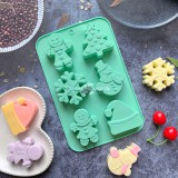 1 db Karácsonyi szilikon sütőforma - hóember, hópehely és Mikulás sapka forma