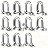 10db M6 rozsdamentes acél D-bilincs, nagy teherbírású D gyűrűs bilincszár kapocs