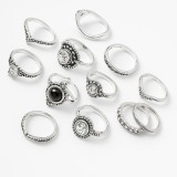 11 részes fekete-ezüst gyűrű szett