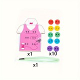 12 darabos Fa Ruha és Cipő Gomb Fűző Készlet