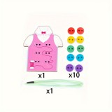 12 darabos Fa Ruha és Cipő Gomb Fűző Készlet