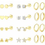 12 db-os aranyozott acél fülbevaló szett