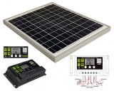 12V 20 Watt napelemes töltő szett töltésvezérlővel Poly Solar MP-20W-10A-PWM