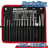 16 darabos Magas Keménységű Lyukasztó és Véső Készlet