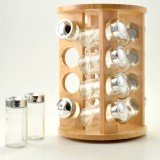 16 Részes Forgó Fa Fűszertartó Állvány
