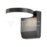 17W LED Fali világítás, fekete színű, kerek forma 3000K IP65 (V-TAC)