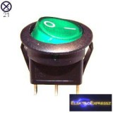 1ák.3p.2áll.Világító billenő kapcsoló.250V/6.5A.Zöld világítással.