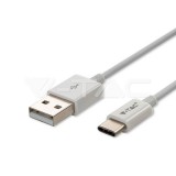1m. C típusú USB kábel fehér ezüst széria (V-TAC)