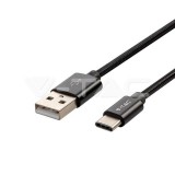 1m. C típusú USB kábel fekete platinum széria (V-TAC)