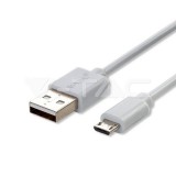1m. Micro USB kábel fehér gyöngy széria (V-TAC)