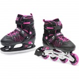 2 in 1 görkorcsolya, jégkorcsolya, állítható 26-29, pink-fekete, SMJ LEA