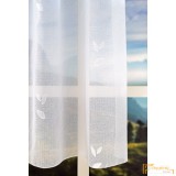 (2 méret 2 szín) 7017 levél mintás voile fényáteresztő függöny-Fehér
