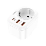 2 USB/1 Type-C Portos hálózati gyorstöltő PD 20W konnektorral Hoco NS3 Multifunctional fehér