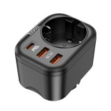 2 USB/1 Type-C Portos hálózati gyorstöltő PD 20W konnektorral Hoco NS3 Multifunctional fekete