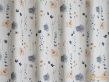 (20 szín)Caraibi dekorációs függöny-06-ekrü alapon világoskék-cappuccino színű virág minta