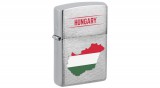 200-107332 Zippo öngyújtó szálcsiszolt króm, Magyarország térkép