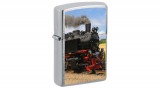 200-107404 Zippo öngyújtó szálcsiszolt króm -Gőzmozdony