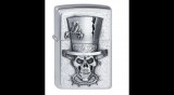 2001666 Zippo öngyújtó szálcsiszolt Króm színben - Skull Top Hat