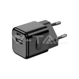 20W Fekete USB typeA/typeC hálózati töltő - 6677 V-TAC