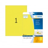 210*297 mm-es Herma A4 íves etikett címke, neon sárga színű (20 ív/doboz)
