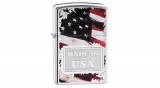 29679 Zippo Csiszolt Króm öngyújtó,Made in USA felirattal Amerikai zászlóval