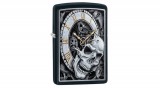 29854 zippo öngyújtó, matt fekete, koponya motívummal