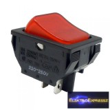 2ák.4p.2áll.Világító billenő kapcsoló.250V/10A.Piros világítással.