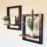 2db Fa Négyzet Alakú Fali Polc