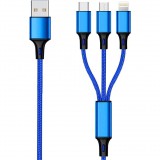 2GO 3in1 USB Ladekabel Micro-USB,Apple,TypeC Nylon 1,5m blau (797151) (797151)