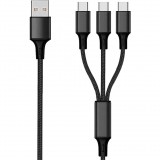 2GO USB-A apa - 3x USB-C apa Töltő kábel - Fekete (1,5m) (797156)